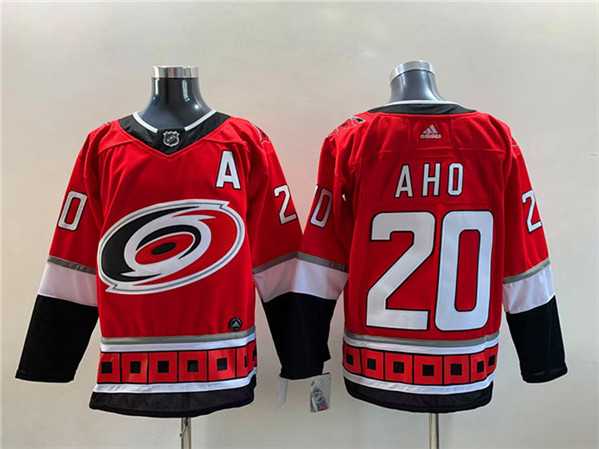 Mens Carolina Hurricanes #20 Sebastian Aho NEW Red Stitched Jersey